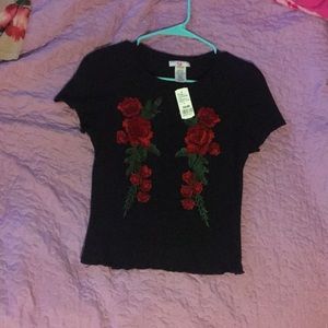 Black floral print top